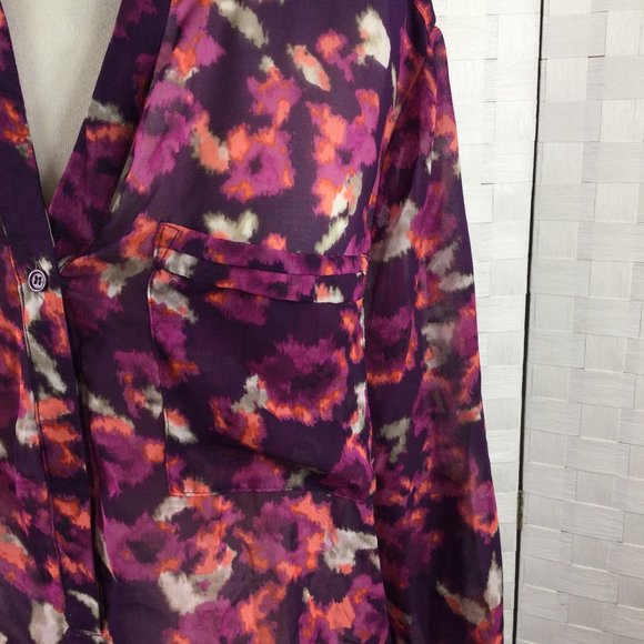 Apt. 9 Burgandy Sheer Tunic Blouse, Size Large - Picture 3 of 7